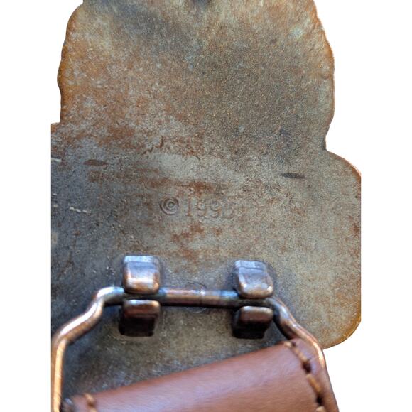 Vintage Leather Belt Braided Belt Metal Cherub Buckle 1995 - Picture 6 of 6